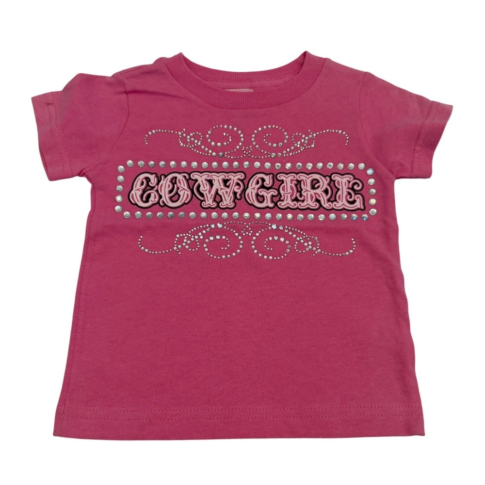 Ransom Ranch Girls Pink Cowgirl Rhinestone Tee 18 Months Western Graphic Top